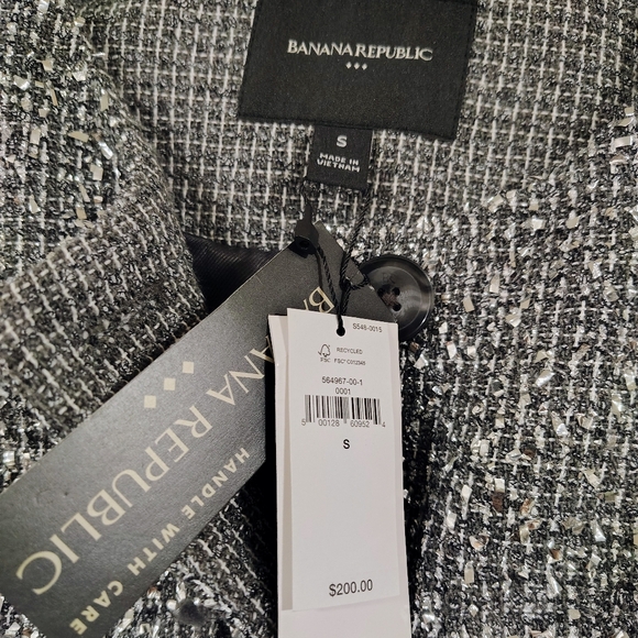 NWT $200 Banana Republic Metallic Tweed Jacket Women's Small Lined Gray Silver - Picture 7 of 13